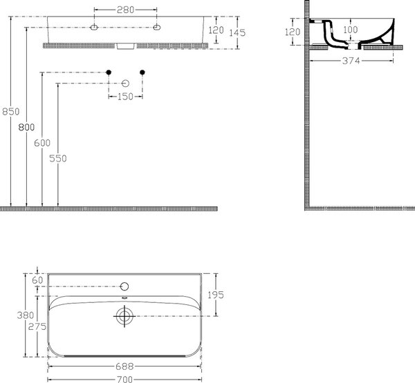 Isvea Sistema umyvadlo 70x38 cm obdélníkový klasický-na pult bílá lesk 10PL53070