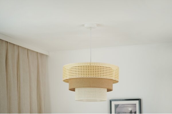 Brilagi - Lustr na lanku CEDAR LUNETA 1xE27/15W/230V pr. 45 ratan/hnědá/krémová