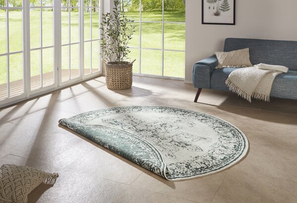 Hanse Home, Kusový koberec Twin Supreme 104139 Green/Cream kruh – na ven i na doma, 140x140 (průměr) kruh, zelená, chodba / předsíň