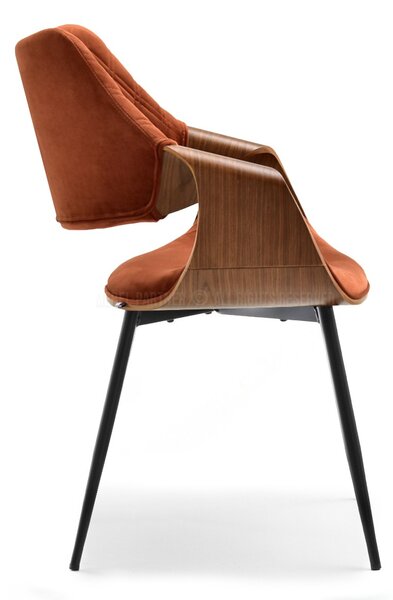 Designová jídelní židle NENET - ořech / měděná