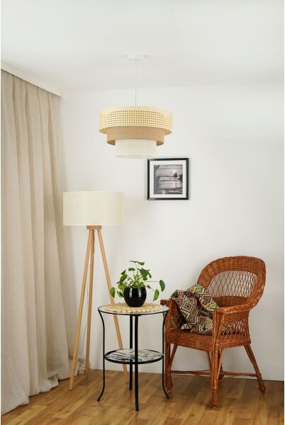 Brilagi - Lustr na lanku CEDAR LUNETA 1xE27/15W/230V pr. 45 ratan/hnědá/krémová