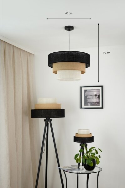 Brilagi - Lustr na lanku ASPEN LUNETA 1xE27/15W/230V pr. 45 černá/béžová/krémová