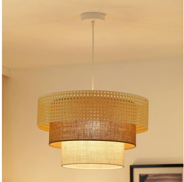 Brilagi - Lustr na lanku CEDAR LUNETA 1xE27/15W/230V pr. 45 ratan/hnědá/krémová