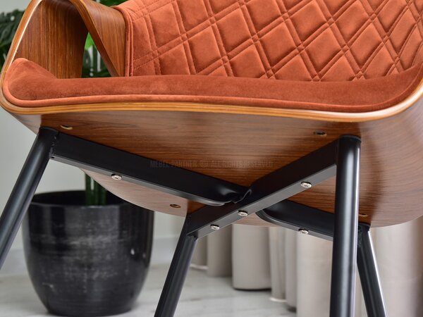 Designová jídelní židle NENET - ořech / měděná