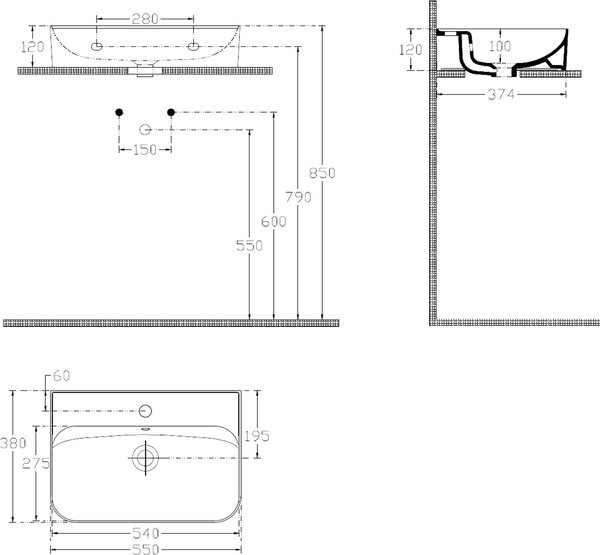 Isvea Sistema umyvadlo 55x38 cm obdélníkový klasický-na pult bílá lesk 10PL53055