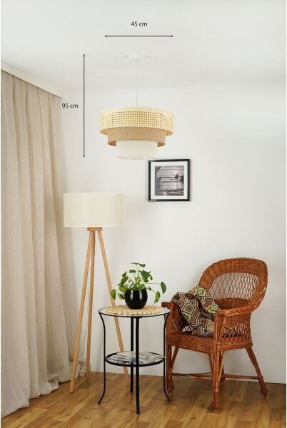 Brilagi - Lustr na lanku CEDAR LUNETA 1xE27/15W/230V pr. 45 ratan/hnědá/krémová