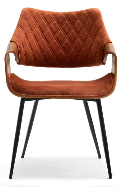 Designová jídelní židle NENET - ořech / měděná