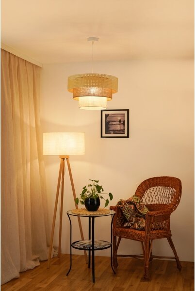 Brilagi - Lustr na lanku CEDAR LUNETA 1xE27/15W/230V pr. 45 ratan/hnědá/krémová