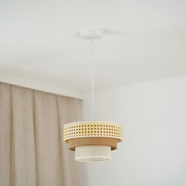 Brilagi - Lustr na lanku CEDAR LUNETA 1xE27/15W/230V pr. 25 ratan/hnědá/krémová