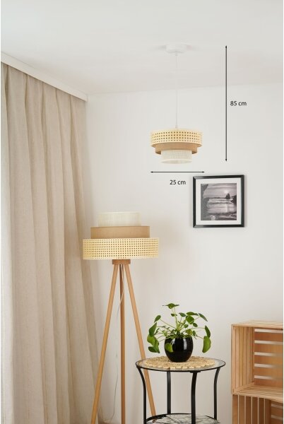 Brilagi - Lustr na lanku CEDAR LUNETA 1xE27/15W/230V pr. 25 ratan/hnědá/krémová