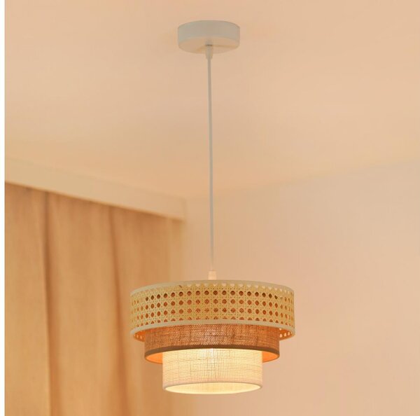 Brilagi - Lustr na lanku CEDAR LUNETA 1xE27/15W/230V pr. 25 ratan/hnědá/krémová