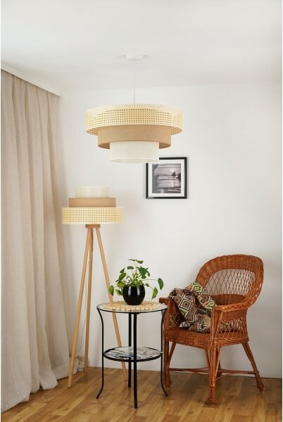 Brilagi - Lustr na lanku CEDAR LUNETA 1xE27/15W/230V pr. 60 ratan/hnědá/krémová