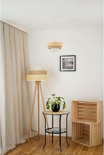 Brilagi - Lustr na lanku CEDAR LUNETA 1xE27/15W/230V pr. 25 ratan/hnědá/krémová