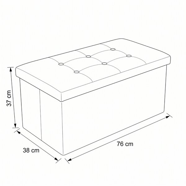 Obdélníkový velurový taburet s úložným prostorem, skládací, 76 × 38 × 38 cm, hnědý