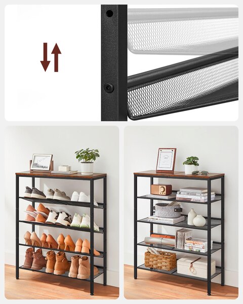 REGÁL NA BOTY, hnědá, černá, 75/93/28 cm Boxxx - Online Only šatny & botníky, Online Only