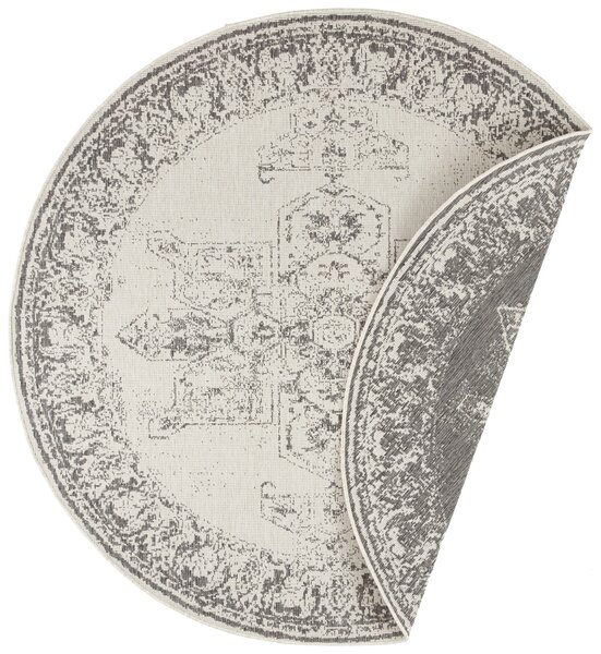 NORTHRUGS - Hanse Home koberce Kusový koberec Twin Supreme 104136 Grey/Cream kruh – na ven i na doma - 140x140 (průměr) kruh cm