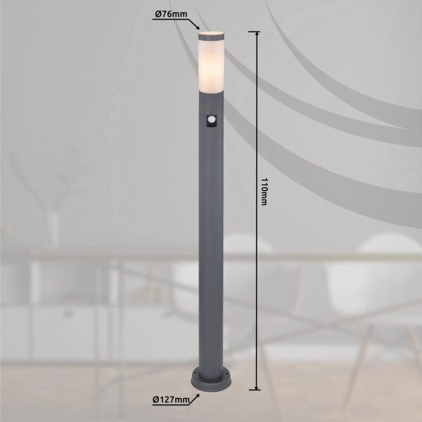 Globo 3159AS - Ven. lampa se senzorem BOSTON 1xE27/15W/230V IP44 110 cm antracit