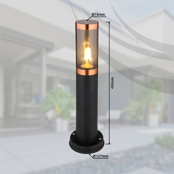 Globo 3158BC - Venkovní lampa BOSTON 1xE27/23W/230V IP44 45 cm černá/měď