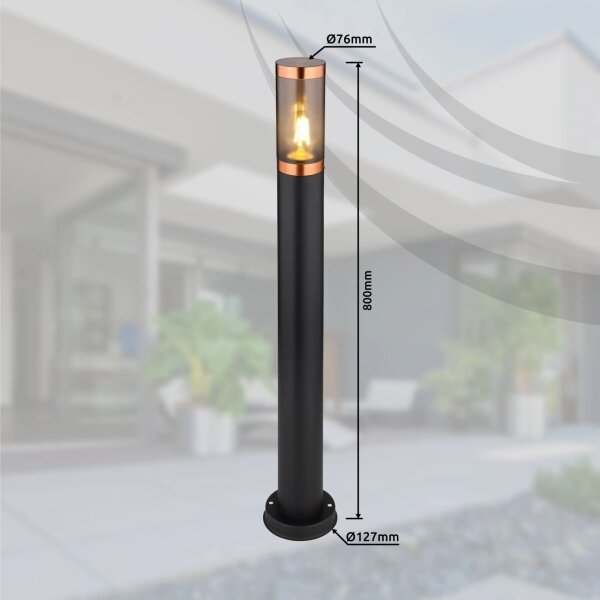 Globo 31588BC - Venkovní lampa BOSTON 1xE27/23W/230V IP44 80 cm černá/měď