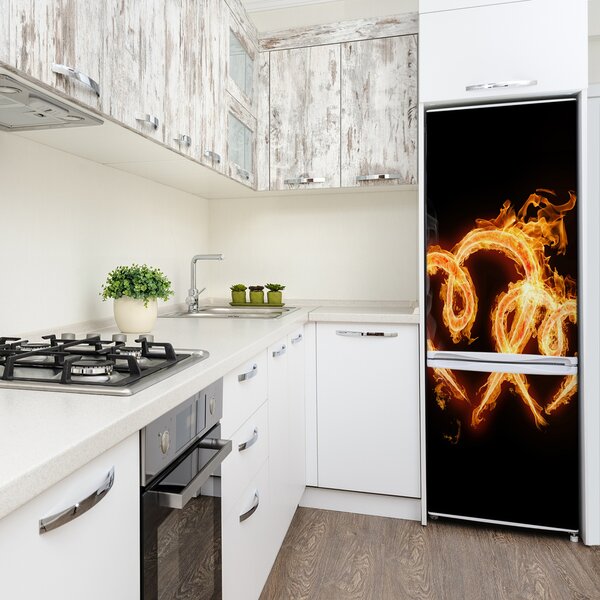 Nálepka tapeta na ledničku Hořící srdce FridgeStick-70x190-f-11479384