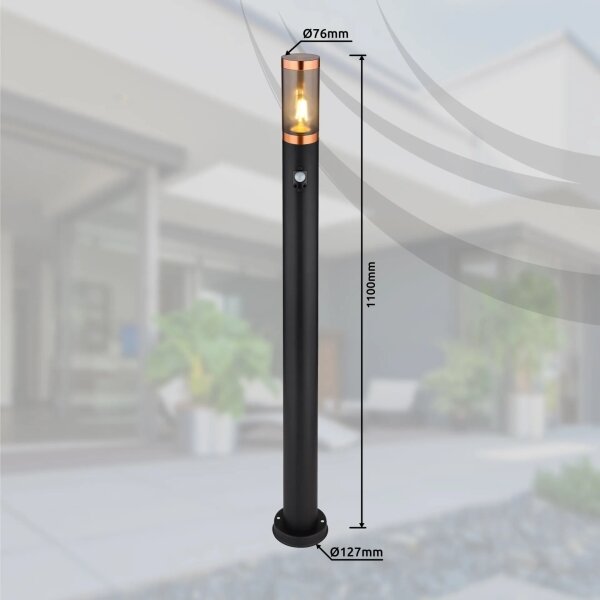 Globo 3159BCS-Ven. lampa se senzorem BOSTON 1xE27/15W/230V IP44 110cm černá/měď