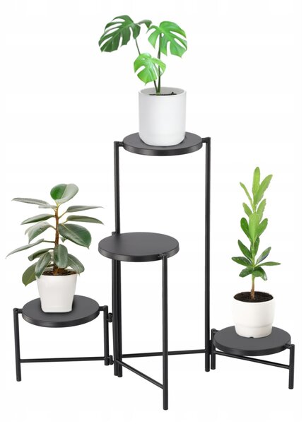 Stojan na květiny 4 patrový 60 cm – černý stojan na rostliny (60 × 43 cm)