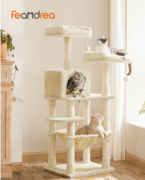 SONGMICS Kočičí škrabadlo Multiple I 143 cm béžové