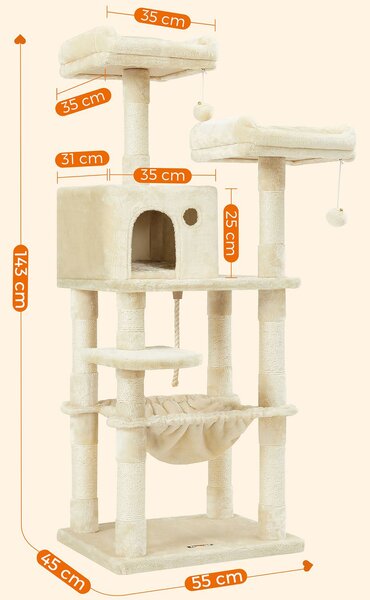 SONGMICS Kočičí škrabadlo Multiple I 143 cm béžové