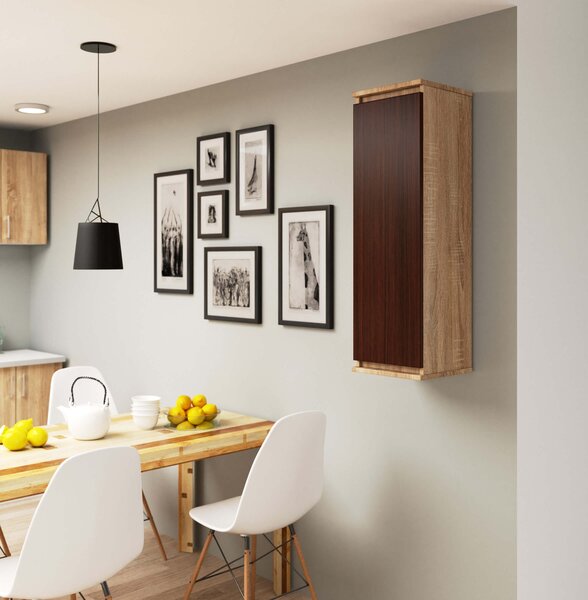 Závěsná skříňka Wren (dub sonoma + wenge). Akce -19%