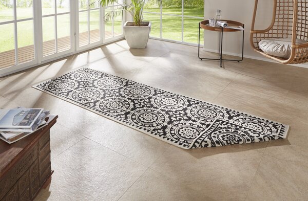 Hanse Home, Běhoun Twin Supreme 104129 Black/Cream – na ven i na doma, 80x250, černobílá, chodba / předsíň