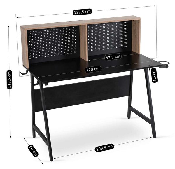 PC stůl Pikara, černá / dub sonoma