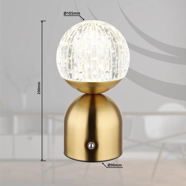 Globo 21007M-LED Stm. dot. stol. lampa JULSY LED/2,5W/3,7V 2700/4000/6500K mosaz