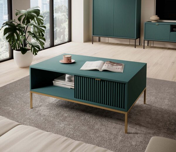 Konferenční stolek MISHEEL - modrozelený / zlatý