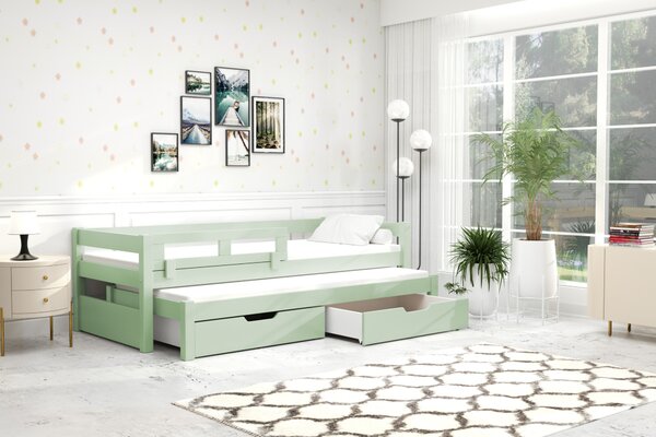 Dětská postel s úložným prostorem TAIGA - 90x200, zelená