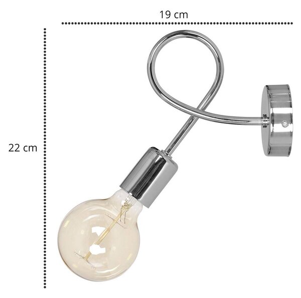 Nástěnné svítidlo Edison, chromové tělo svítidla