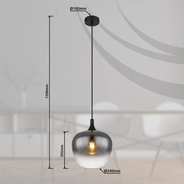 Globo 15548H - Lustr na lanku MAXY 1xE27/40W/230V pr. 24 cm černá