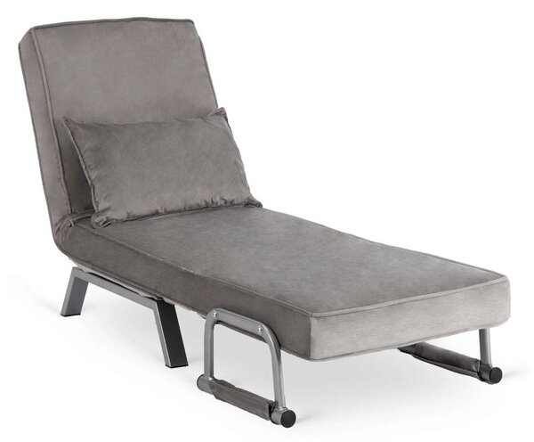 Rozkládací křeslo Halsin Velvet, šedá
