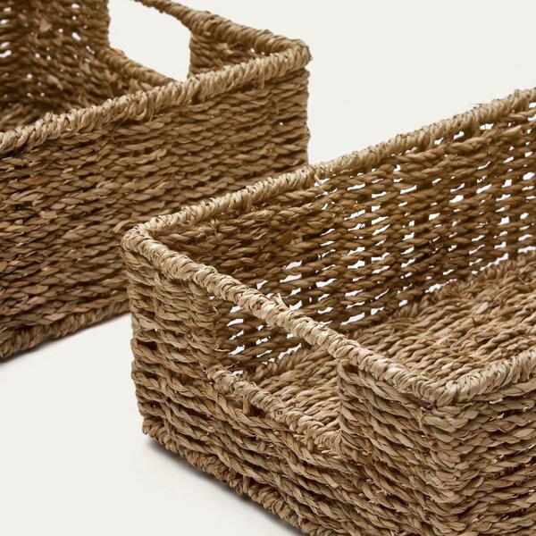 Set dvou dekorativní košů Kave Home Tossa 28x20 cm/36x27 cm z mořské trávy