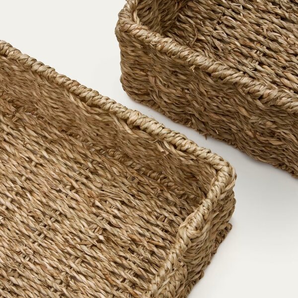 Set dvou dekorativní košů Kave Home Tossa 28x20 cm/36x27 cm z mořské trávy
