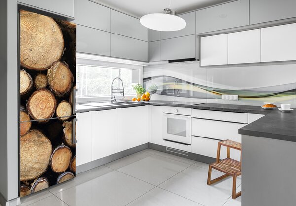 Nálepka fototapeta na ledničku Klády dříví FridgeStick-70x190-f-132747240