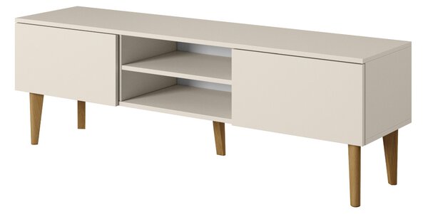 BERGEN Skandinávská dubová RTV skíka, TV stolek, TV komoda, 150-2D, tídveová, barva BEIGE, 150x48x37 cm, kamír