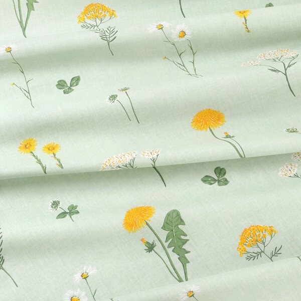 Goldea bavlněné plátno - louka na zelené režné 160 cm