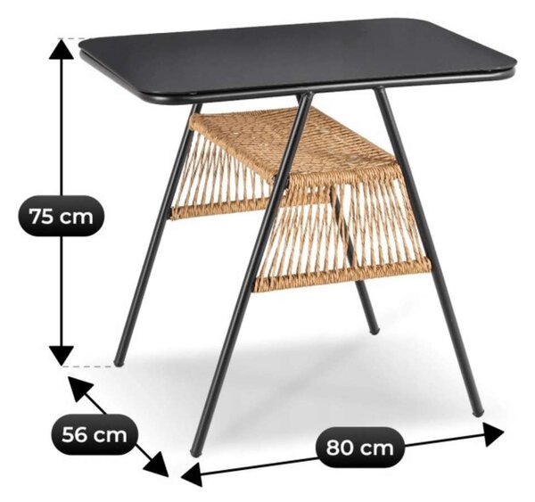 Zahradní balkonový set Stordi - 2 židle, černá / ratan