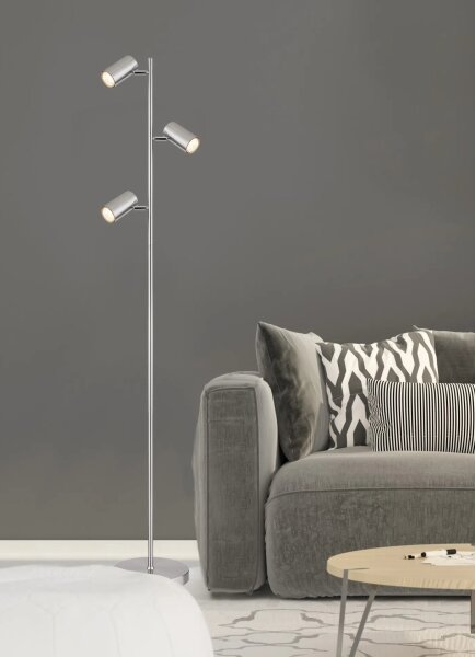 Globo 57910S - Stojací lampa ROBBY 3xGU10/5W/230V matný chrom