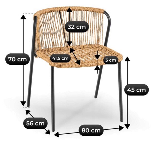 Zahradní balkonový set Stordi - 2 židle, černá / ratan