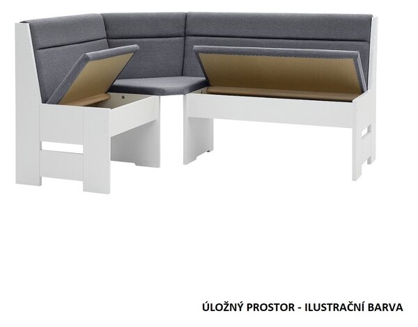 DENIS rohová lavice UNI, bílá/šedá PW14