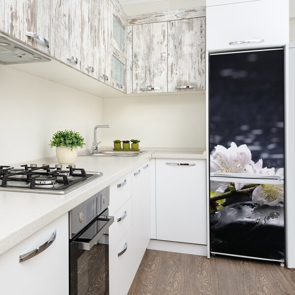 Nálepka tapeta na ledničku Květiny a kamení FridgeStick-70x190-f-14431033