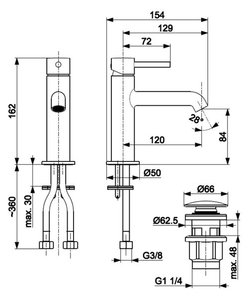 KFA Armatura Moza Mini umyvadlová baterie stojící černá 5032-835-81