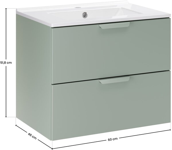 Sada umyvadlo Comad Lava UM-CFPLAVA60DDP, skříňka Comad Aster Green ASTER GREEN 82-60-46-2S
