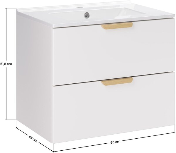 Sada umyvadlo Comad Lava UM-CFPLAVA60DDP, skříňka Comad Aster White ASTER WHITE 82-60-46-2S